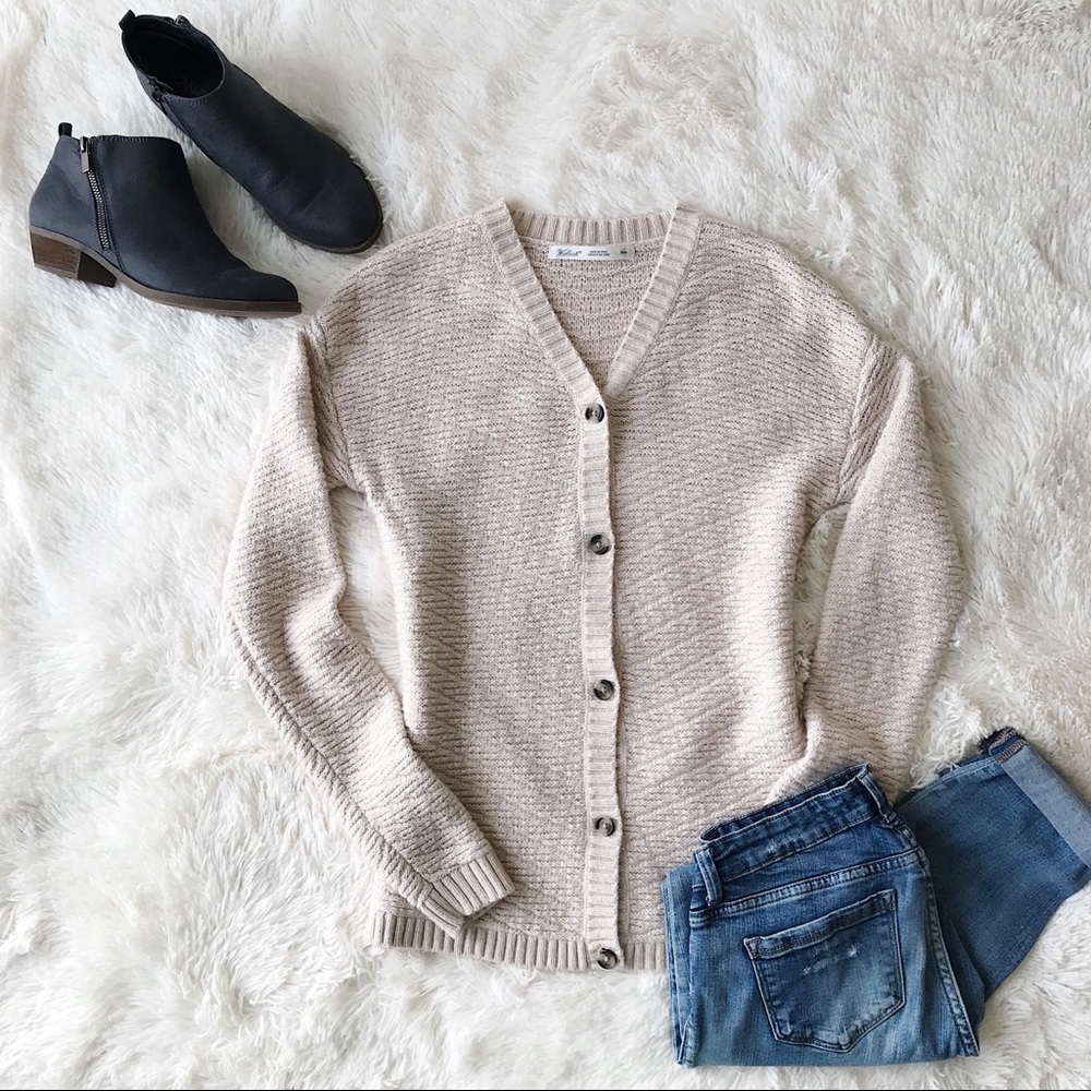 Woolrich oatmeal wool blend chunky cardigan